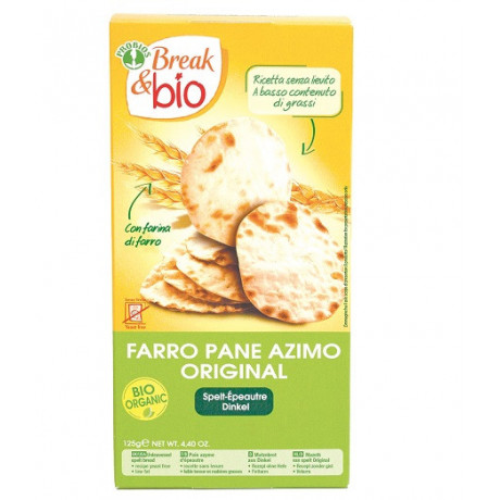 Break & Bio Pane Azimo Di Farro Original A Basso Contenuto Di Grassi 125 g Senza Lievito