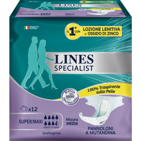 Lines Specialist Pannolone A Mutanda Misura Media 12 Pezzi In Cartone Da 2 Buste