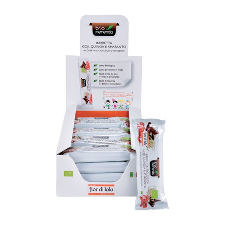 Barretta Bio Quinoa Amaranto Goji Ricoperta Cioccolato Fondente 30 g