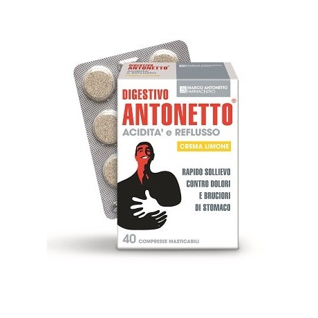 Digestivo Antonetto Acidita' E Reflusso Crema Al Limone 40 Compresse Masticabili