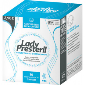 Lady Presteril Cotton Power Pocket Assorbenti Giorno Ali Ripegati Promo 10 Pezzi