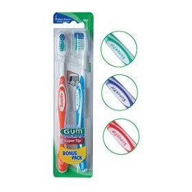 Gum Super Tip 463 Compact Spazzolino Medio Bonus Pack 2 Pezzi