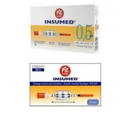 Siringa Per Insulina Pic Insumed 0,3 ml 100 UI Spazio Zero Ago 30 Gauge 8 Mm 3 Sacchetti Da 10 Pezzi