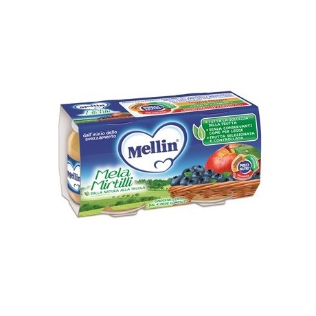 Mellin Omogeneizzato Mela Mirtillo 100 g 2 Pezzi