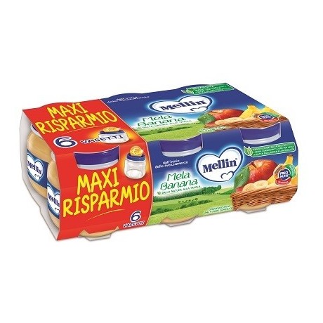 Mellin Omogeneizzato Mela Banana 100 g 6 Pezzi