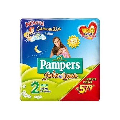 Pannolino Per Bambino Pampers Sole & Luna Flash Mini 21 Pezzi