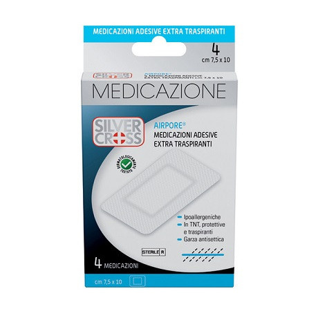 Silvercross Airpore Medicazione Adesiva 7,5x10cm 4 Pezzi