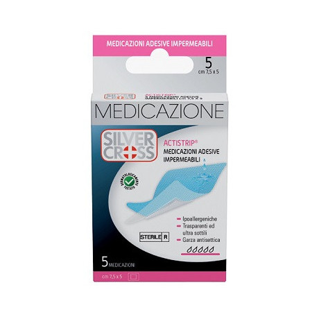 Silvercross Actistrip Medicazione Adesiva 7,5x5cm 5 Pezzi