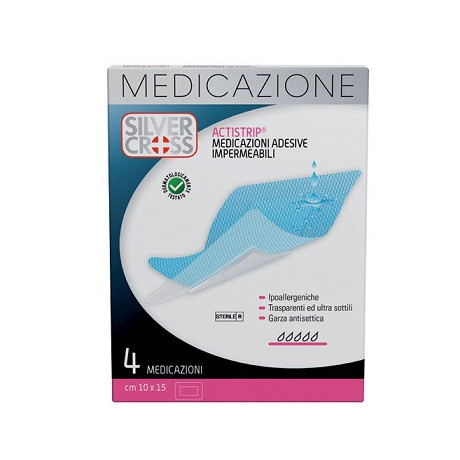 Silvercross Actistrip Medicazione Adesiva 10x15cm 4 Pezzi