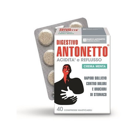 Digestivo Antonetto Acidita' E Reflusso Crema Alla Menta 40 Compresse Masticabili