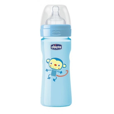 Chicco Biberon Well Being Colorato In Polipropilene Boy Da 250 ml Medium Silicone