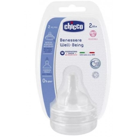 Chicco Tettarella Well Being 2 Mesi+ Adj Silicone 2 Pezzi