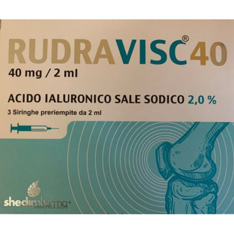 Siringa Intra-articolare Rudravisc 40 Acido Ialuronico Sale Sodico 40 mg 2 ml 3 Pezzi