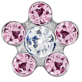 Fiore 6mm Rosa/punto Cristallo