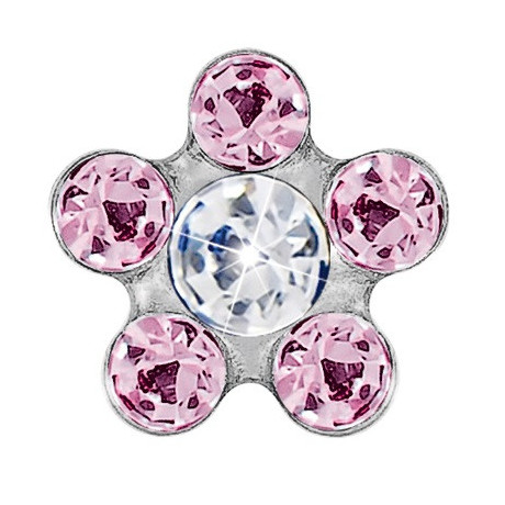 Fiore 6mm Rosa/punto Cristallo