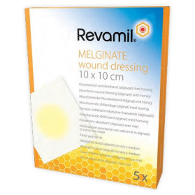 Garza Medicata Revamil Melginate Alginato Miele 10x10 Cm 5 Pezzi