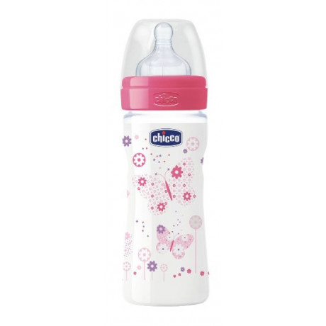 Chicco Biberon Well Being In Polipropilene Girl Da 250 ml Medium Silicone Ita