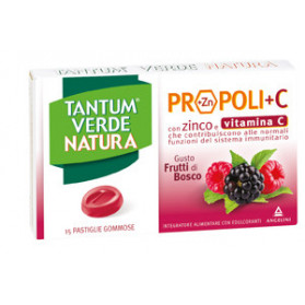 Tantum Verde Natura Propoli+c Con Zinco E Vitamina C 15 Pastiglie Gommose Gusto Frutti Di Bosco