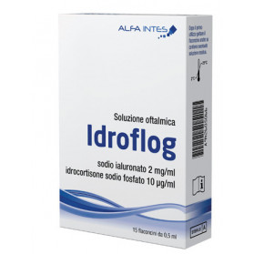 Soluzione Oftalmica Idroflog A Base Di Ialuronato Di Sodio E Idrocortisone Sodio Fosfato 15 Flaconcini Da 0,5 ml