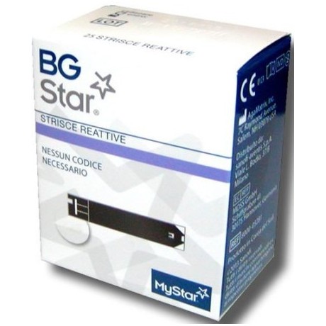 Strisce Misurazione Glicemia Bgstar 25 Pezzi Compatibili Con Il Misuratore Della Glicemia Mystar Extra