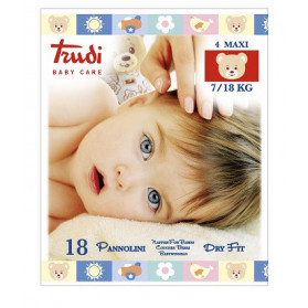 Trudi Baby Care Pannolino Dry Fit Maxi 7/18 Kg 18 Pezzi