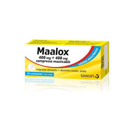 Maalox Senza Zucchero 30 Compresse Mast400+400mg