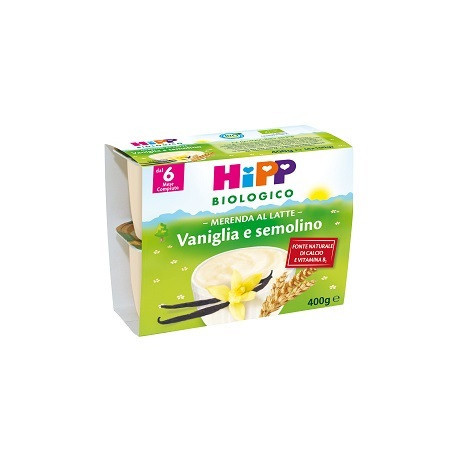 Hipp Biologico Merenda Latte Vaniglia Semolino 100 g 4 Pezzi
