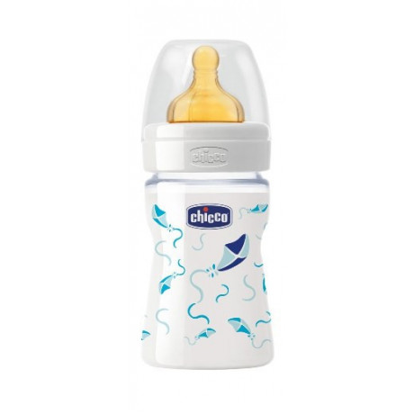 Chicco Biberon Well Being In Vetro Decorato Boy Da 150 ml Normal Lattice