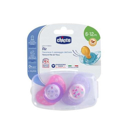 Chicco Succhietto Air Lumi Caucciu 6-12m+ 2 Pezzi