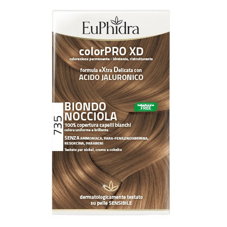 Euphidra Colorpro Xd 735 Biondo Nocciola Gel Colorante Capelli In Flacone + Attivante + Balsamo + Guanti