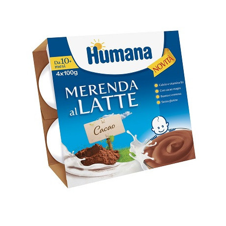Humana Merenda Al Latte Gusto Cioccolato 100 g 4 Pezzi