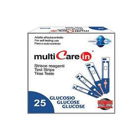 Strisce Misurazione Glicemia Multicare In Glucosio Elettrodo 25 Pezzi