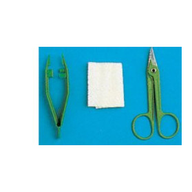 Set Per Rimozione Suture Confezionato In Blister Rigido, Contenente Forbice, Pinza E Garza