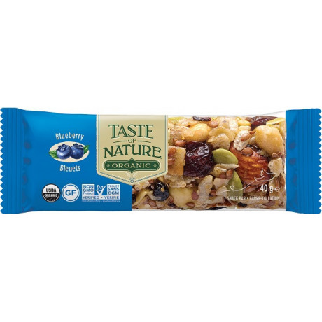 Taste Of Nature Barretta Ai Mirtilli Bio Vegan Adulti Alto Contenuto Di Fibre 40 g