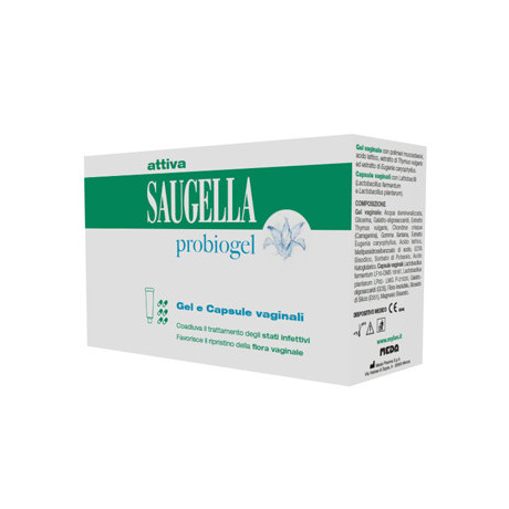 Saugella Attiva Probiogel Cofanetto Gel Vaginale 30 ml + 6 Capsule Vaginali