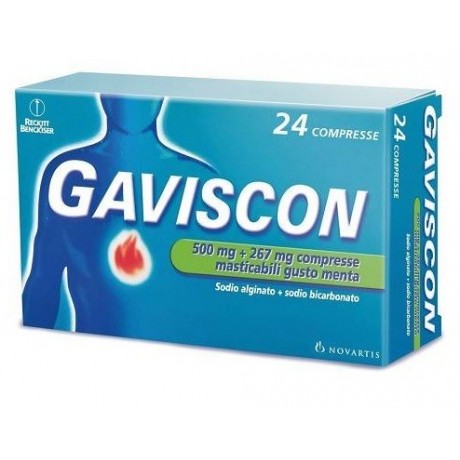 Gaviscon 24 Compresse Menta 500+267mg