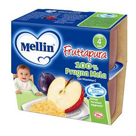 Mellin Frutta Pura Prugna Mela 100 g 4 Pezzi