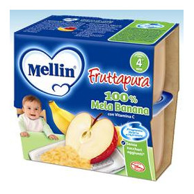 Mellin Frutta Pura Mela Banana 100 g 4 Pezzi