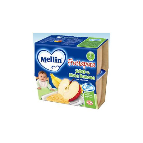 Mellin Frutta Pura Mela Banana 100 g 4 Pezzi