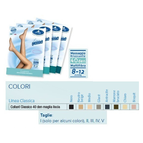 Sauber Collant 40 Denari Colore Medio Maglia Liscia Medicato 5 Linea Classica