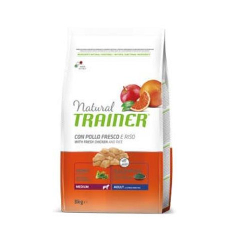 Trainer Natural Dog Medium Adult Pollo Fresco Riso E Aloe Vera 12 Kg