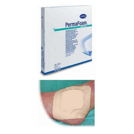 Permafoam Comfort Medicazione In Schiuma Di Poliuretano Con Bordo Adesivo 10x20cm 5 Pezzi