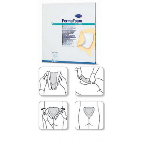 Medicazione Sagomata Permafoam Sacral In Schiuma Di Poliuretano Con Adesivo 18x18cm 3pz