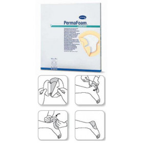 Medicazione Sagomata Permafoam Concave In Schiuma Di Poliuretano Con Adesivo 16,5x18cm3pz