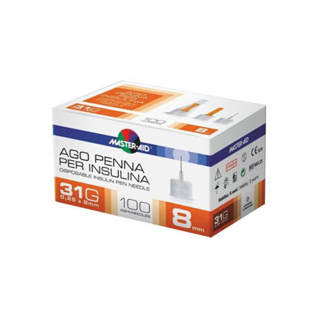 Ago Per Penna Da Insulina Master-aid 31 Gauge 8 Mm 100 Pezzi