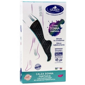 Sauber Calza Donna Fantasia Filato Q-skin 140 Den Nero Mini Scacco Bianco Taglia g