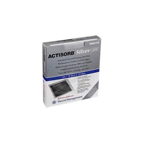 Actisorb Silver Medicazione In Carbone Attivo Con Argento 10,5x10,5 Cm 3 Pezzi